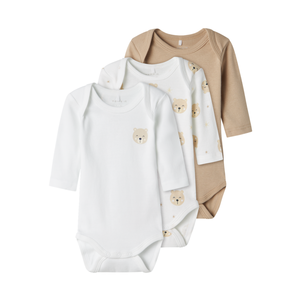 Name It NbnBody Noos Langærmet Body 3-pak - Oxford Tan