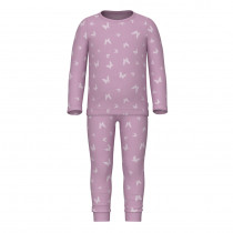 NAME IT Rib Natsæt Sommerfugle Pink Lavender