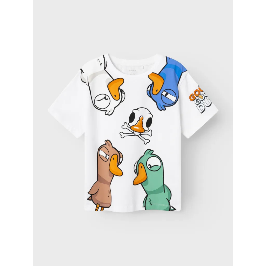 Name It T-shirt Hvid Med Goose Goose Duck Print - Str. 6y 116cm