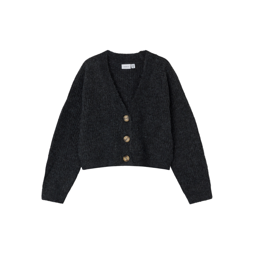 Name It NkfHolly Strik Cardigan - Dark Grey Melange