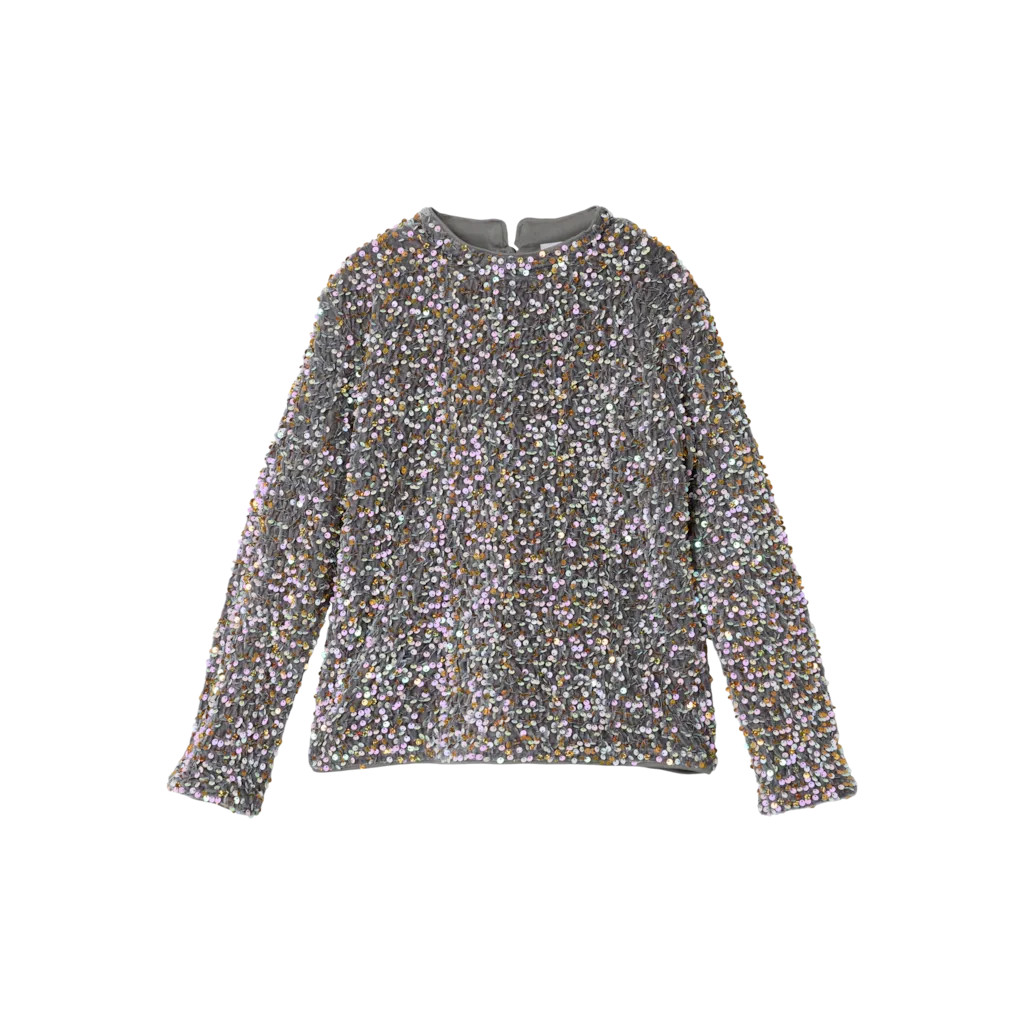 NAME IT Langærmet Paillet Bluse Runica Granite Grey