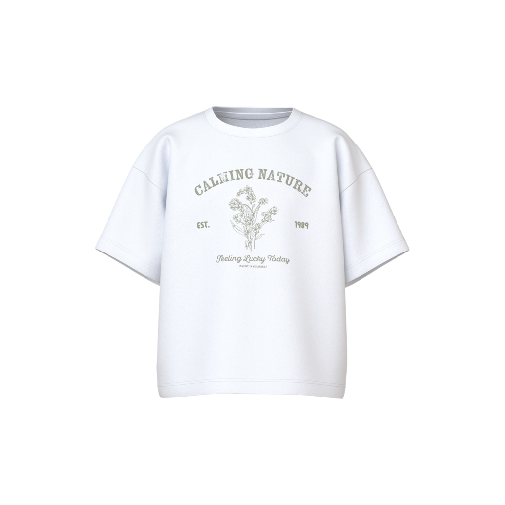 NAME IT T-Shirt Vamina Bright White Calming Nature