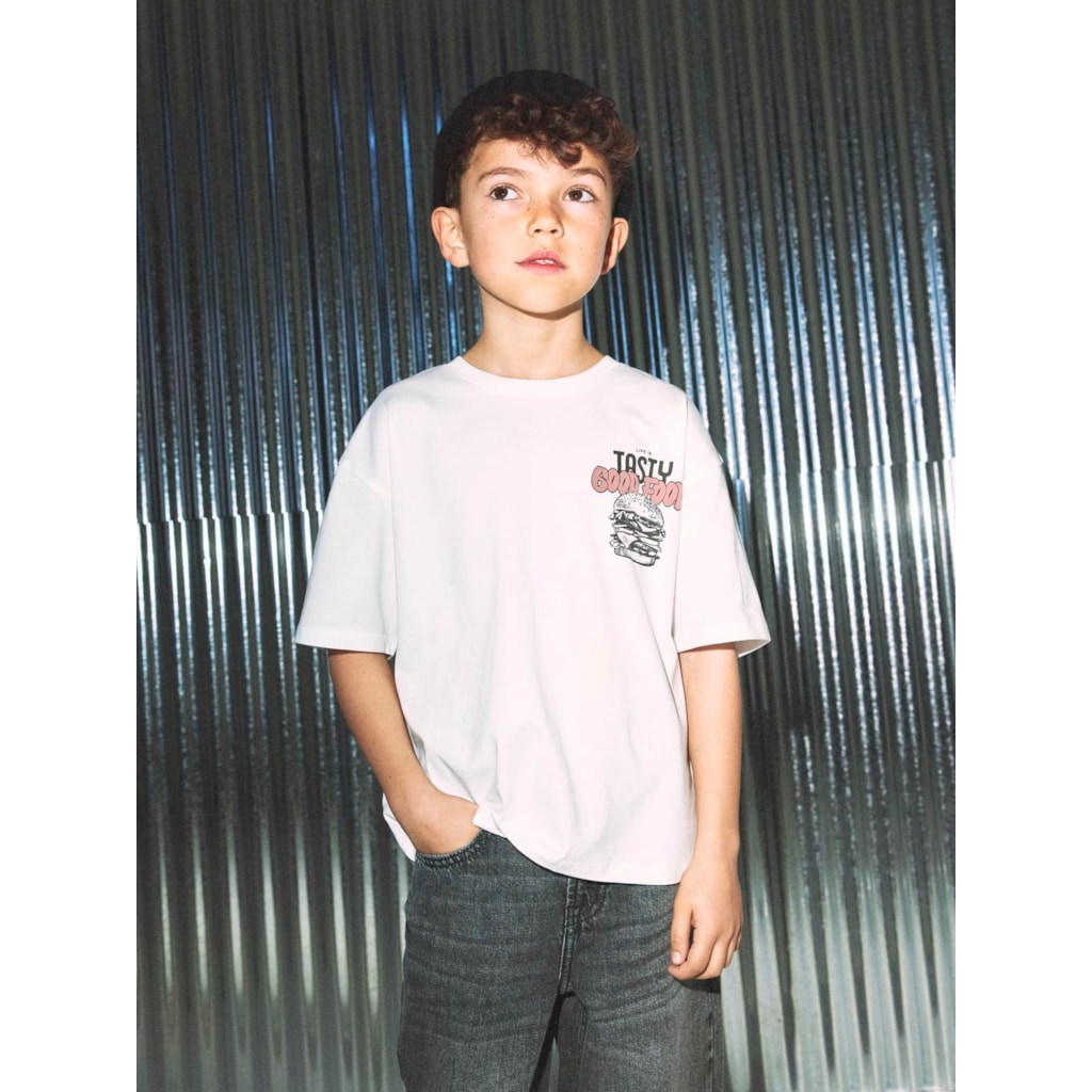 Name It T-shirt Cloud Dancer Med Tasty Burger Print - Str. 11-12y 146/152cm