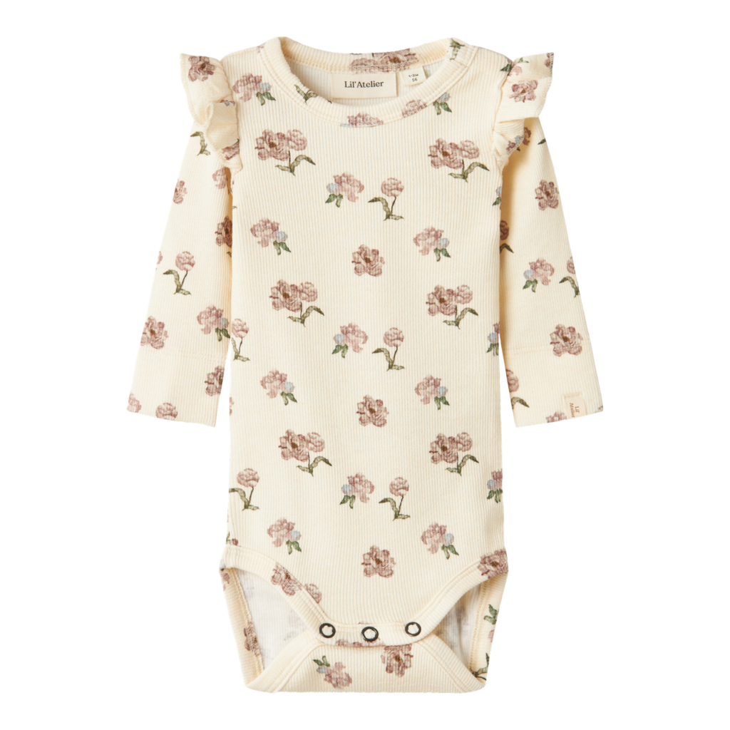 LIL ATELIER  Langærmet Body Gavo Eko Turtledove Peony