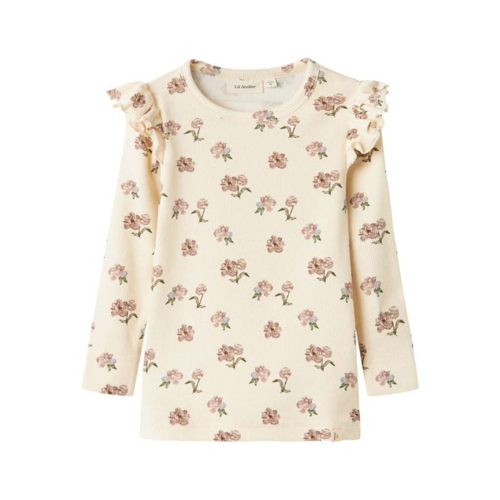 Lil' Atelier Bluse - NmfGavo Eko - Rib - Turtledove/PEONY