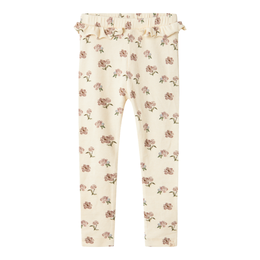 Lil' Atelier Leggings - Rib - NmfGavo - Turtledove/PEONY