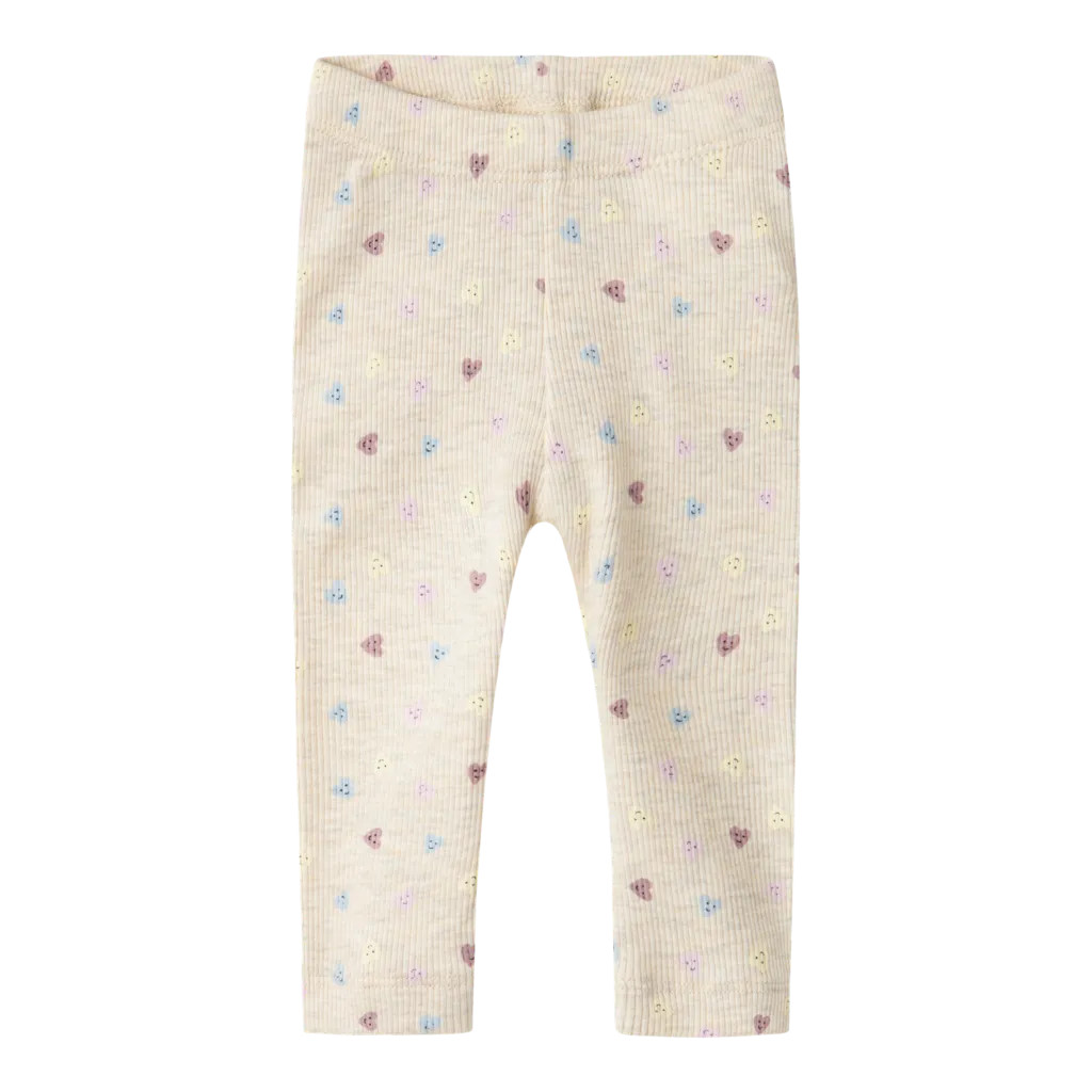 Name It Peyote Melange Hjerter Rib Leggings - Str. 0m 50cm