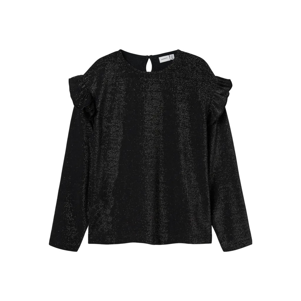 Name It Roisin Langærmet Glimmerbluse - Black