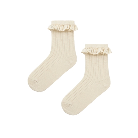 Lil' Atelier Strømper Turtledove Med Blondekant (3-pak) - Str. 28/30