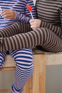 BIRKHOLM Stribede Rib Leggings Kobolt Blå & Baby Lyserød