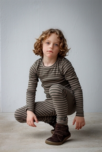 BIRKHOLM Stribet Rib Bluse Kashmir Brun & Oliven Grøn