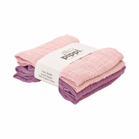 PIPPI 4-Pak Muslin Stofbleer Rosa & Lilla