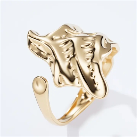 ELINE L\'ATELIER Vandfast Justerbar Leaf Ring Forgyldt