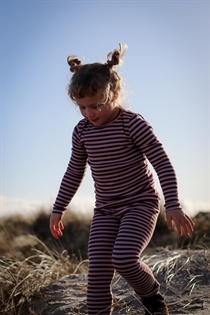 BIRKHOLM Stribede Rib Leggings Skygge Rosa & Kastanje Brun