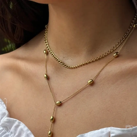 ELINE L'ATELIER Vandfast Dobbelt Y-Halskæde Forgyldt