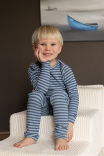 BIRKHOLM Stribede Rib Leggings Støvet Blå & Middelhavs Blå