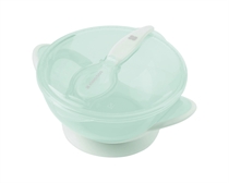 KIKKABOO Skål Med Sugekop Og Ske Grøn