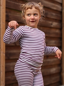 BIRKHOLM Stribede Rib Leggings Perfekt Hvid & Støvet Lilla