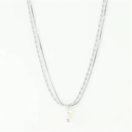 ELINE L\'ATELIER Dobbelt Perle Halskæde Sølv