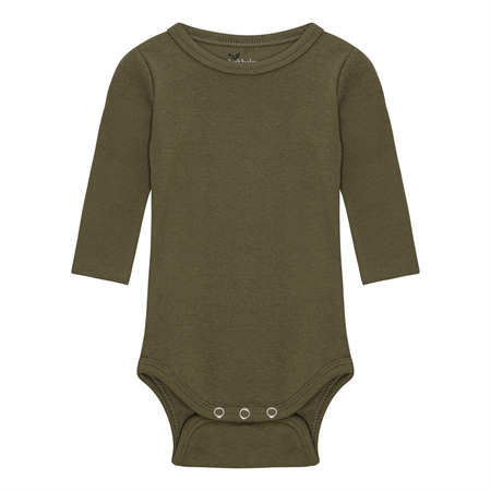 BIRKHOLM Langærmet Rib Body Oliven Grøn