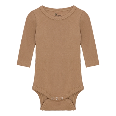 BIRKHOLM Langærmet Rib Body Cafe Latte Brun