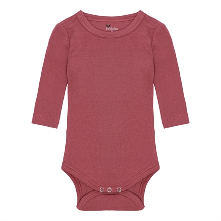 BIRKHOLM Langærmet Rib Body Rabarber Rosa