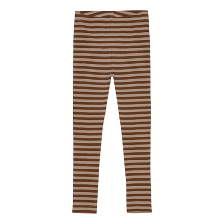 BIRKHOLM Stribede Rib Leggings Kashmir Brun & Varm Brun