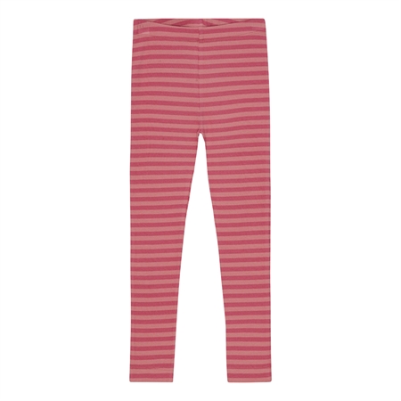 BIRKHOLM Stribede Rib Leggings Hindbær Rosa & Falmet Rosa