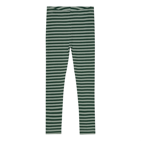 Birkholm Stribede Rib Leggings - Platan Grøn & Åkande Grøn