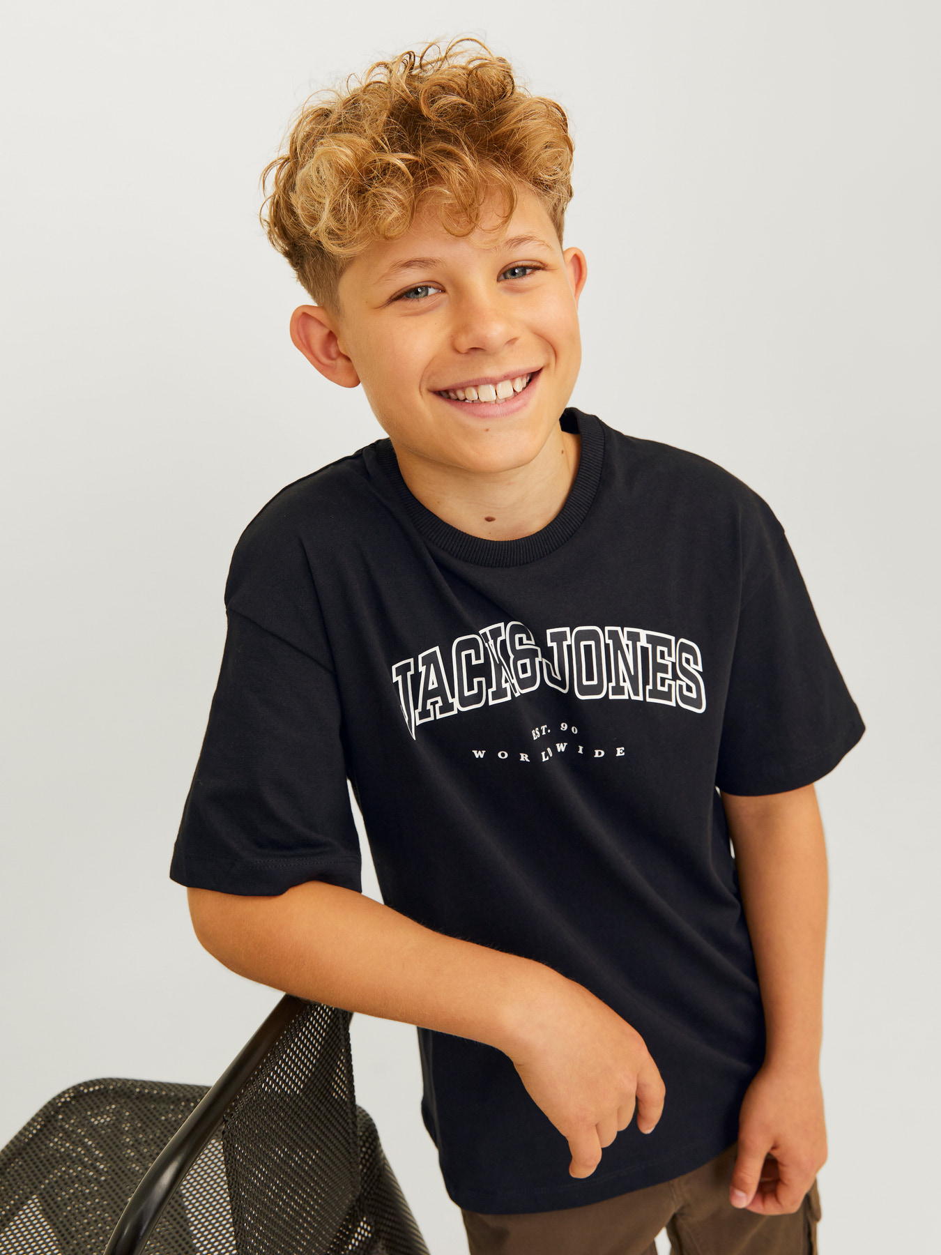JACK & JONES T-shirt Varsity Black Loose