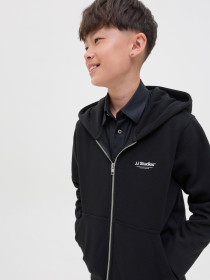 JACK & JONES Zip Hoodie Sweatshirt Black