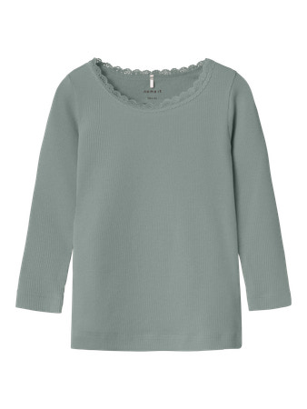 NAME IT Basis Rib Bluse Kab Slate Gray