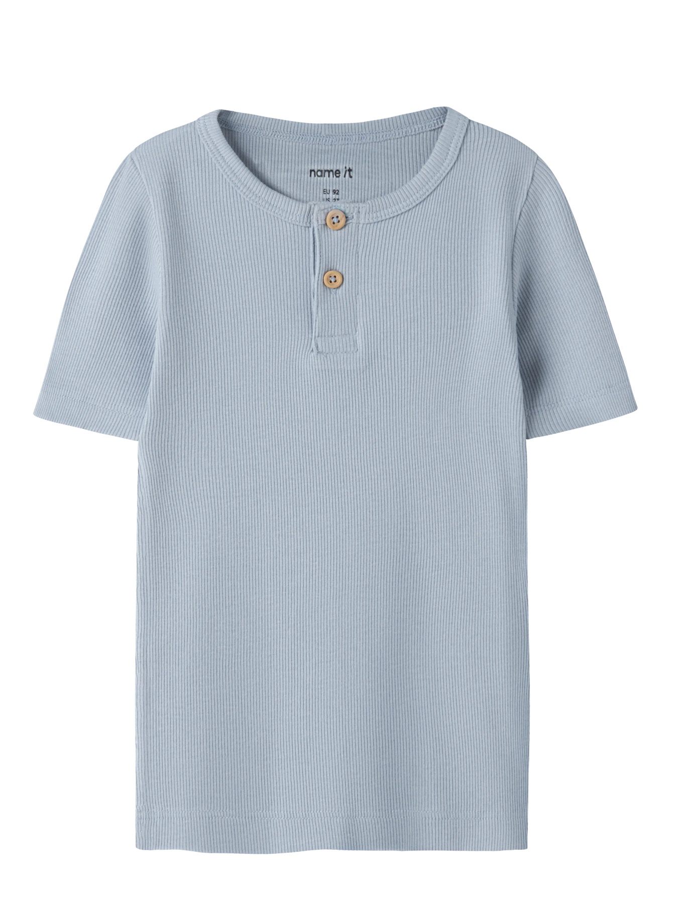 Name It T-shirt Blue Fog Med Ribstruktur - Str. 2y 92cm
