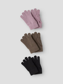 NAME IT Nknmagic Gloves 3p Noos - Keepsake Lilac 3 Pack With Fossil/black