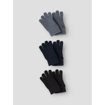 NAME IT Nknmagic Gloves 3p Noos - Flint Stone 3 Pack Wwith Dark Sapphire/black