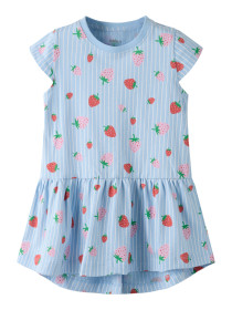 NAME IT Kjole Vigga Chambray Blue Striped Strawberry