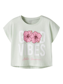 NAME IT T-shirt Vilma Pale Aqua Good Vibes