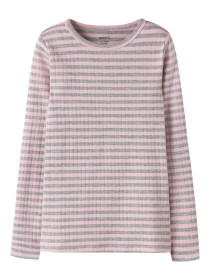 NAME IT Stribet Langærmet Rib Bluse Suraja Pirouette W. Grey Melange