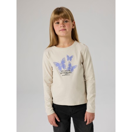 Name It Bluse - NkfVix - Pumice Stone/Dot Butterflies