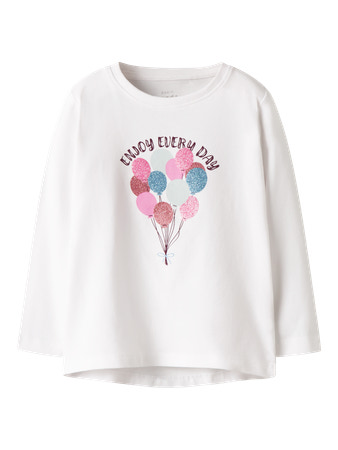 NAME IT Langærmet Bluse Vix Bright White Balloons billede