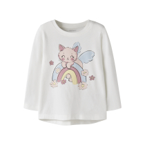 NAME IT Langærmet Bluse Vix Cloud Dancer Rainbow Cat