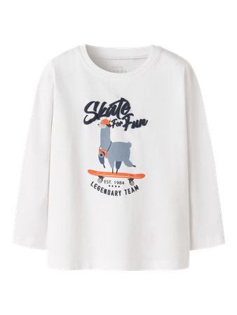 NAME IT Bluse Vux Bright White Skater Llama