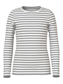 NAME IT Slim Bluse Vemma Grey Melange Cloud Dancer