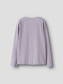NAME IT Nkfvemma Ls Slim Top - Lavender Gray Lilac Marble Stripe