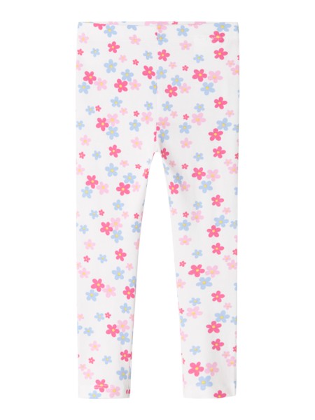 Name It Leggings Hvide Med Blomsterprint - Str. 5y 110cm