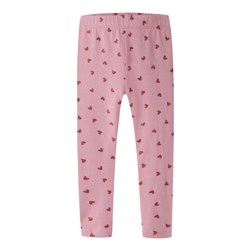 Name It Leggings - NmfVivian - Lilas/Red Glitter Hearts