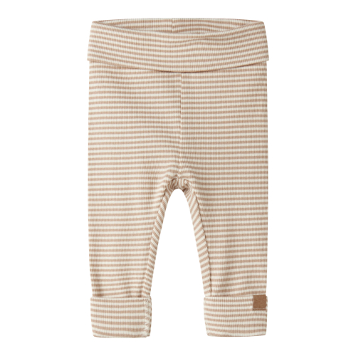 Name It Leggings - Rib - NbnBerro - Antique White m. Striber