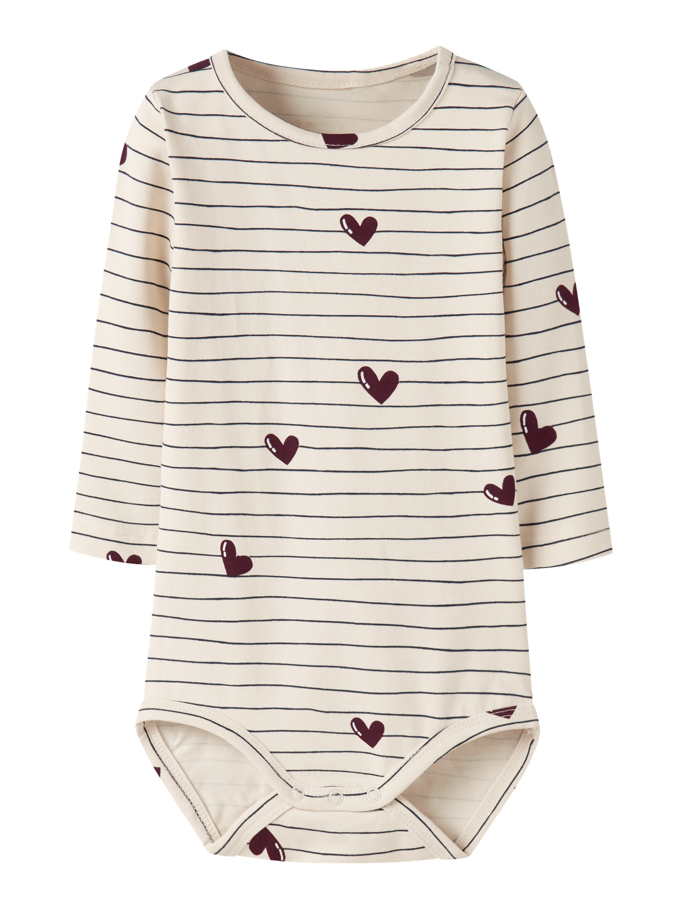 Name It Baby Body Summer Sand Med Striber Og Hjerter - Str. 6m 68cm
