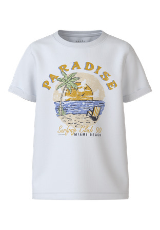 NAME IT T-shirt Vux Bright White Paradise Club billede