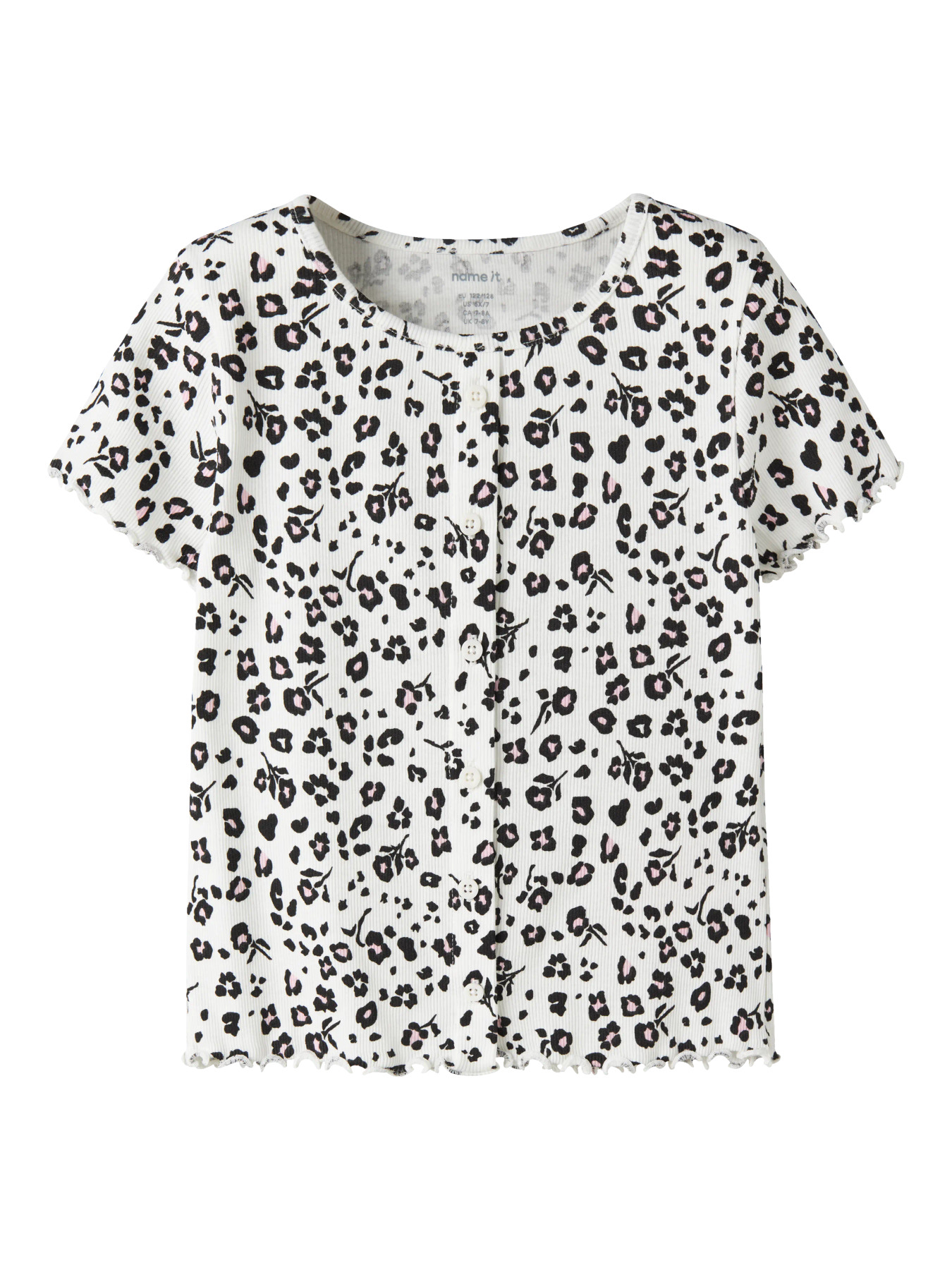 Name It T-shirt - Rib - NkfVemia - AOP - Cloud Dancer/Flower Led